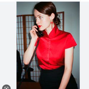 L'ecole Des Femmes Shanghai Silk Blouse, Sz M, NWOT